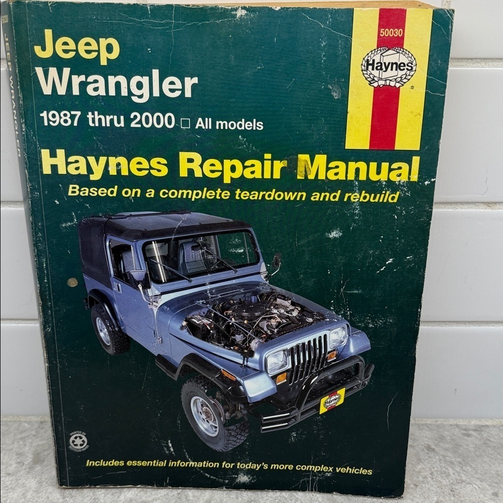 Vintage Haynes Repair Manual for Jeep Wrangler (1987-2000) Paperback manual